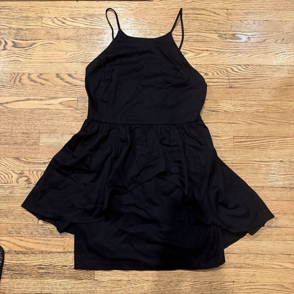 Lulu’s Save The Last Dance Dress Womens Large Black Halter Peplum Skirt LBD City